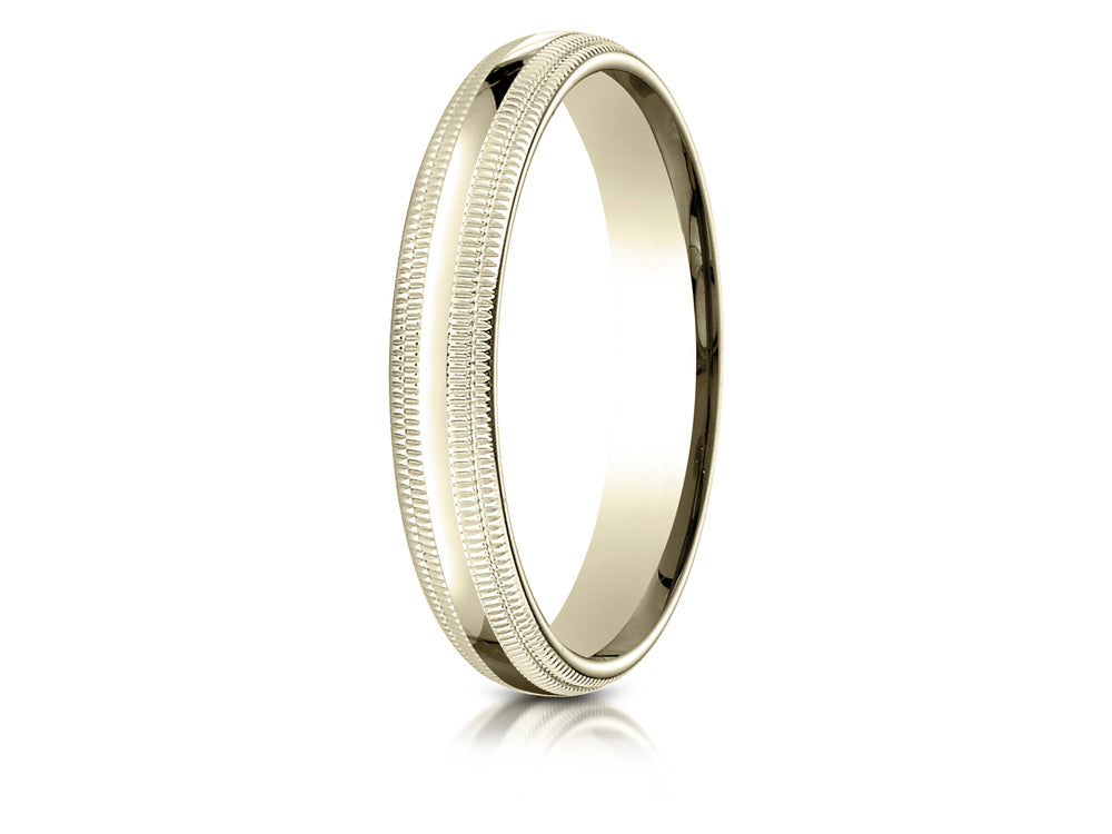 Benchmark® 18k Gold 4mm Slightly Domed Standard Comfort-fit Wedding Band / Ring With Double Milgrain