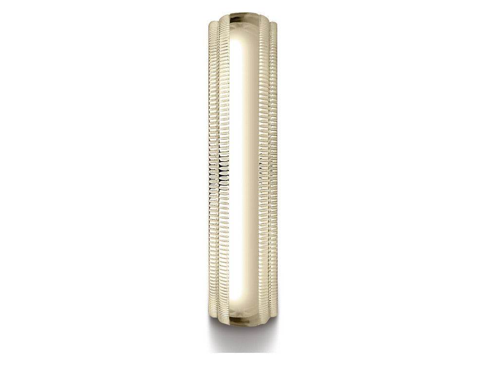 Benchmark® 14k Gold 5mm Slightly Domed Standard Comfort-fit Wedding Band / Ring With Double Milgrain
