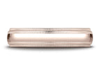 Benchmark® 14k Rose Gold 5mm Slightly Domed Standard Comfort-fit Wedding Band / Ring With Double Milgrain