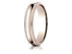 Benchmark® 14k Rose Gold 5mm Slightly Domed Standard Comfort-fit Wedding Band / Ring With Double Milgrain