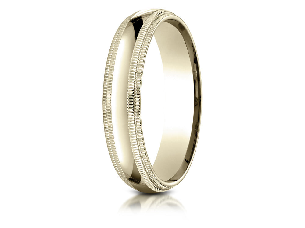 Benchmark® 18k Gold 5mm Slightly Domed Standard Comfort-fit Wedding Band / Ring With Double Milgrain