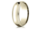 Benchmark® 14k Gold 7mm Slightly Domed Standard Comfort-fit Wedding Band / Ring With Double Milgrain