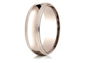 Benchmark® 14k Rose Gold 7mm Slightly Domed Standard Comfort-fit Wedding Band / Ring With Double Milgrain