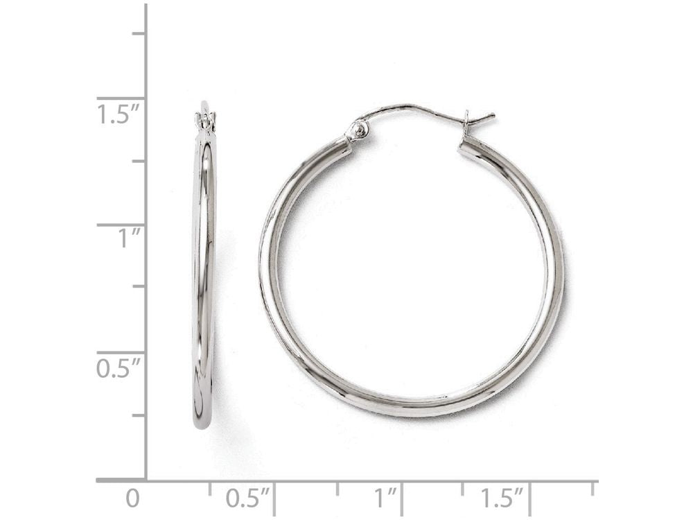 FJC Finejewelers 10k White Gold Polished Hinged Hoop Earrings