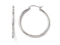 FJC Finejewelers 10k White Gold Polished Hinged Hoop Earrings