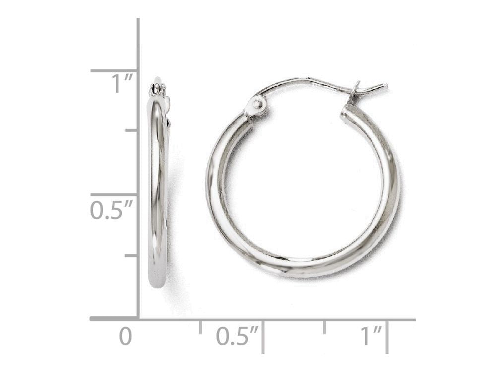 FJC Finejewelers 10k White Gold Polished Hinged Hoop Earrings