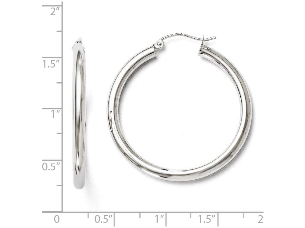 FJC Finejewelers 10k White Gold Polished Hinged Hoop Earrings