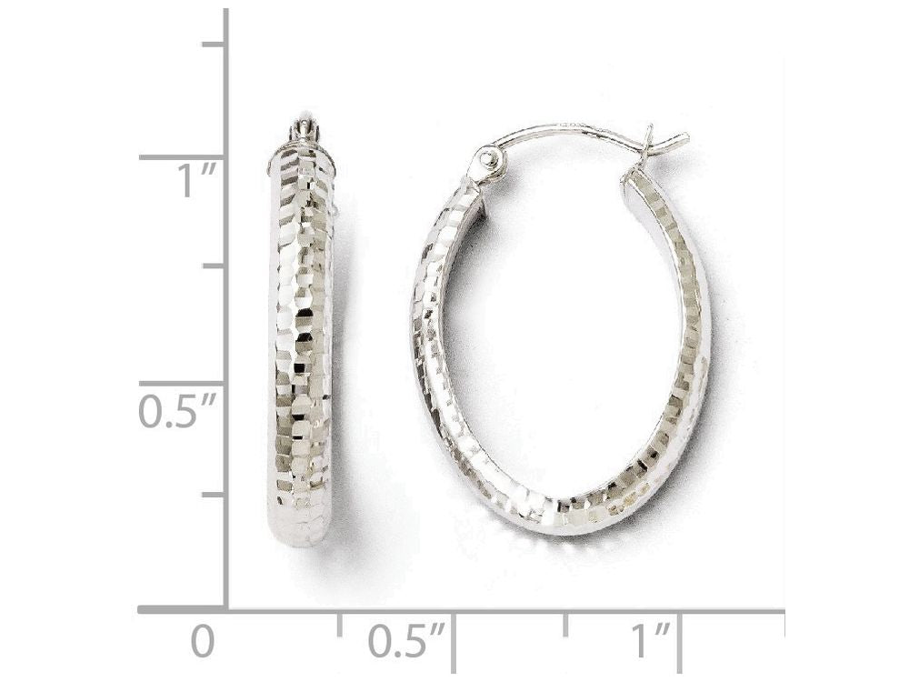 FJC Finejewelers 10k White Gold Bright Cut Oval Hinged Hoop Earrings