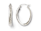 FJC Finejewelers 10k White Gold Bright Cut Oval Hinged Hoop Earrings
