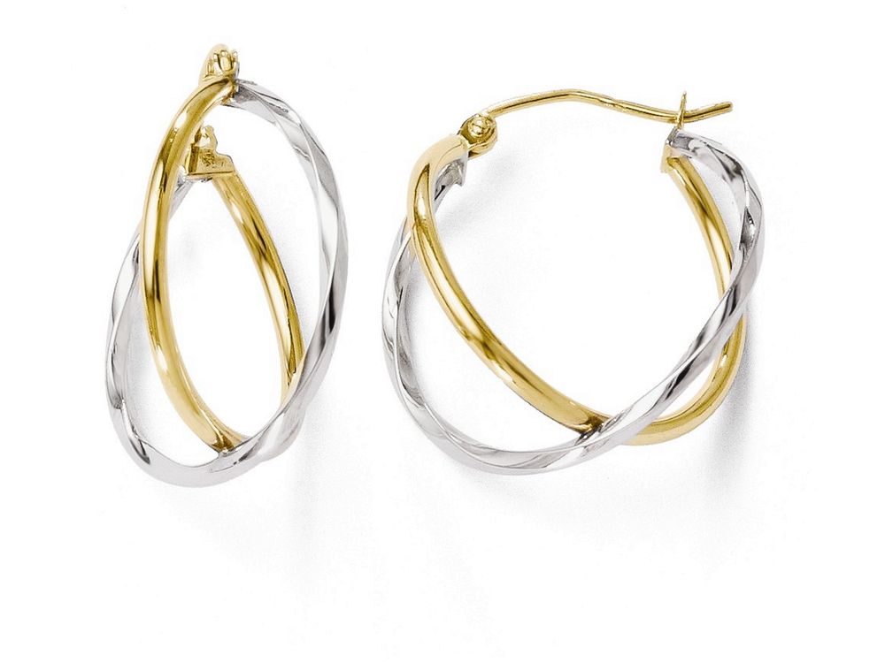 FJC Finejewelers 10k Two-tone Hinged Hoop Earrings Earrings
