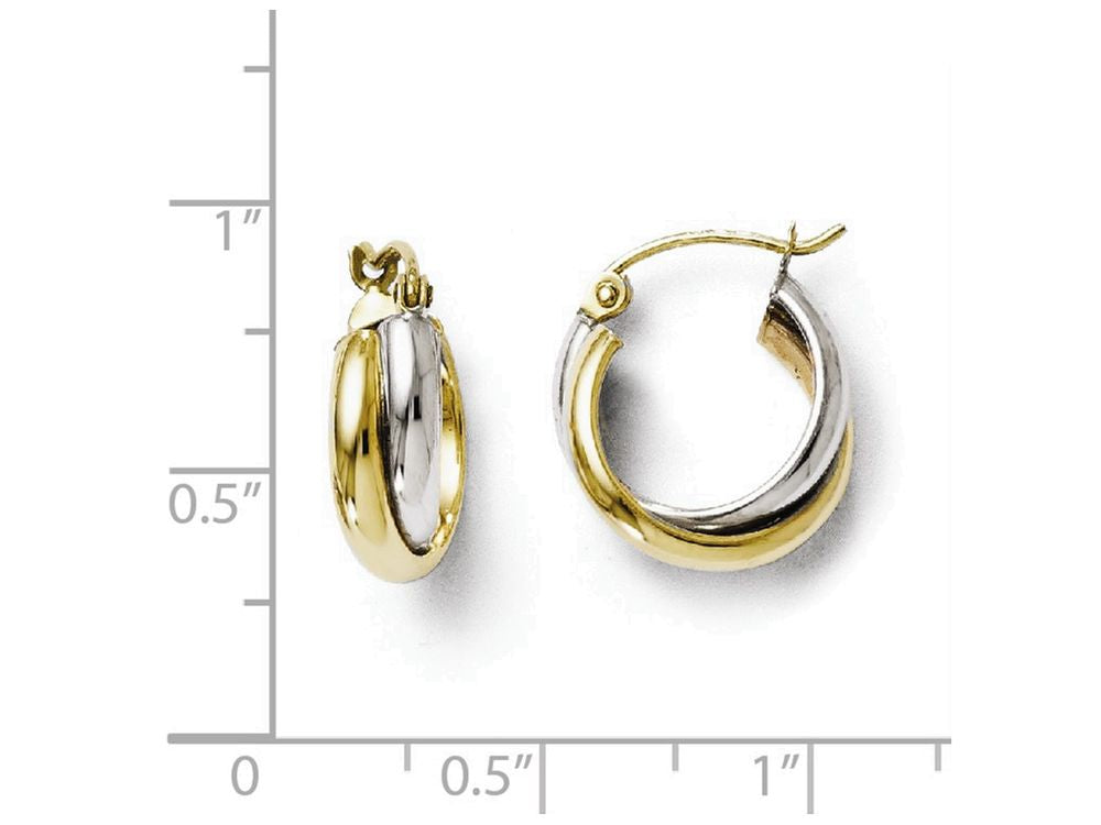 FJC Finejewelers 10k Two-tone Polished Hinged Hoop Earrings