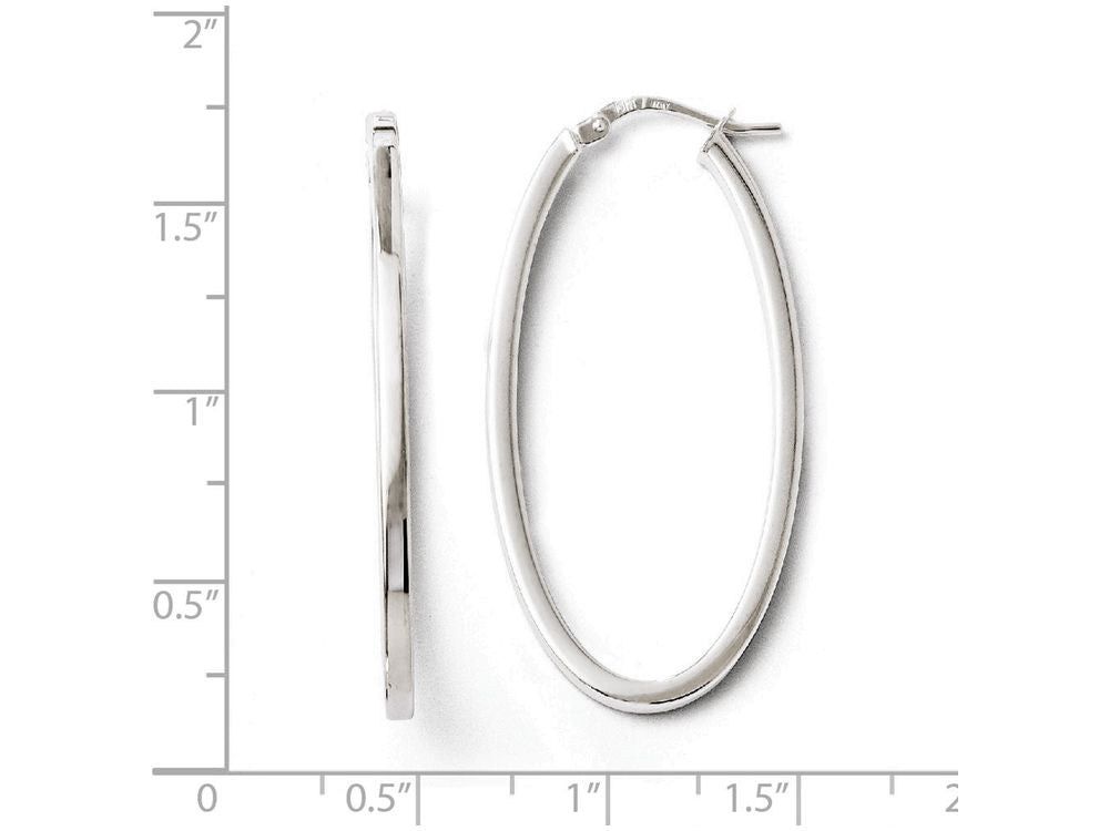 FJC Finejewelers 10k White Gold Polished Oval Hinged Hoop Earrings