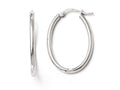 FJC Finejewelers 10k White Gold Polished Oval Hinged Hoop Earrings