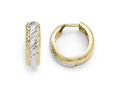FJC Finejewelers 10k W/white Rhodium Polished And Bright Cut Hoop Earrings