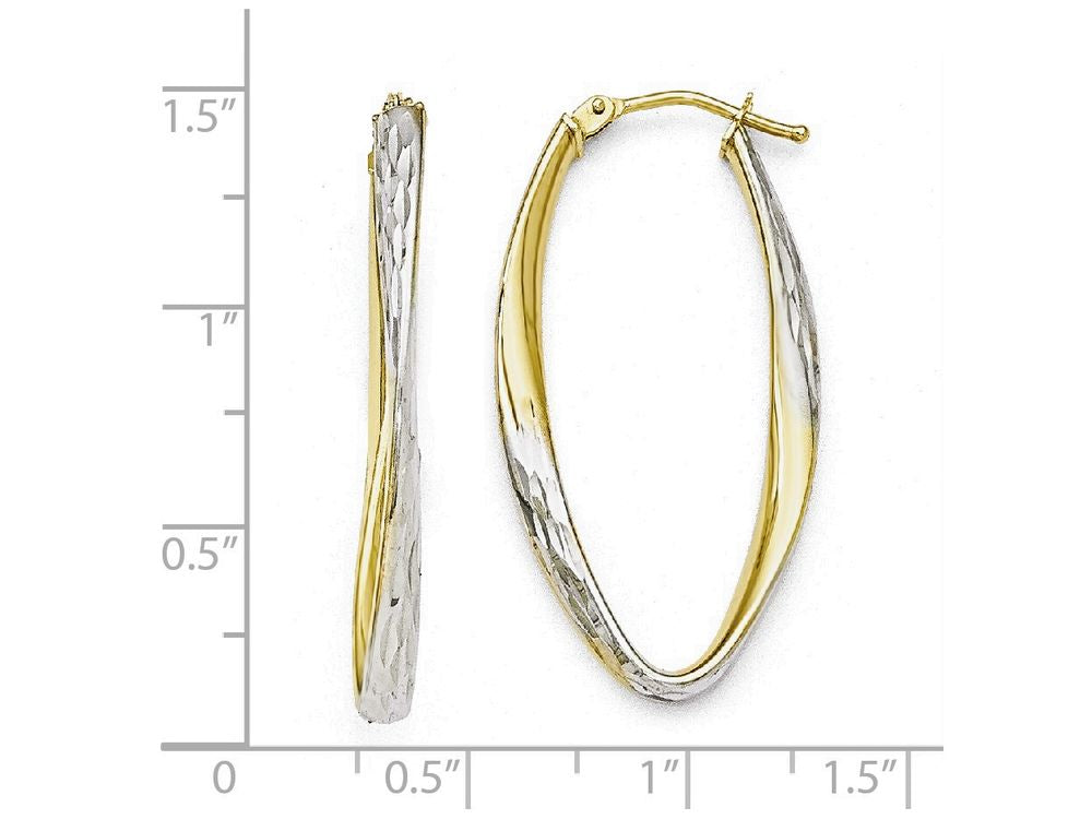 FJC Finejewelers 10k Gold White Rhodium-plated Bright Cut Hoop Earrings