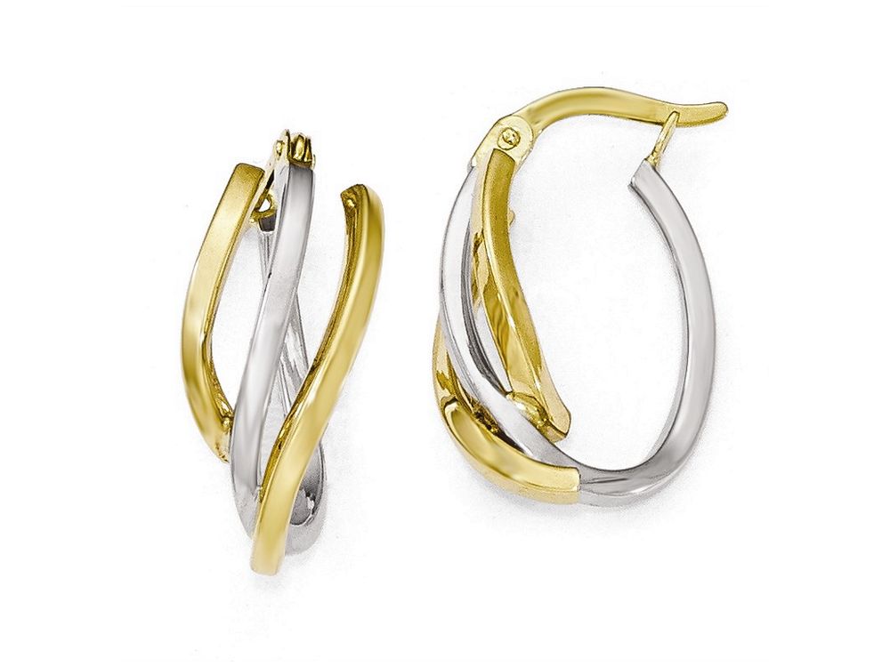 FJC Finejewelers 10k Two-tone Polished Twisted Hoop Earrings