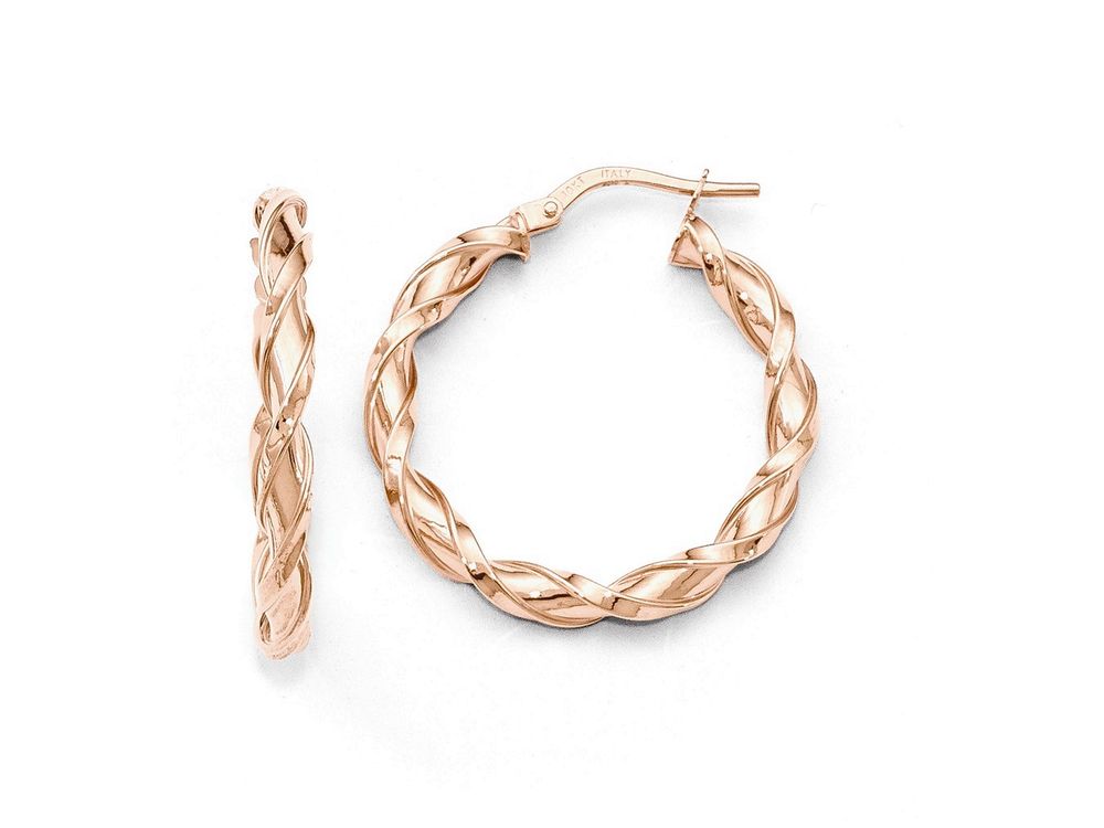 FJC Finejewelers 10k Rose Gold Polished Twisted Hoop Earrings