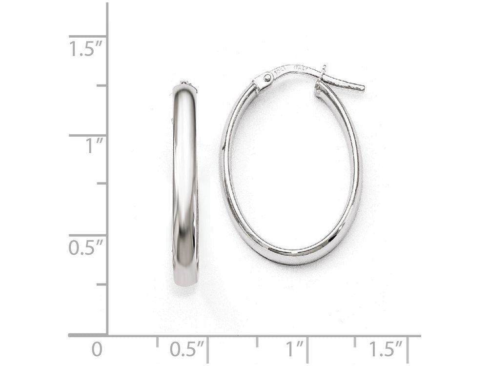 FJC Finejewelers 10k White Gold Polished Oval Hoop Earrings