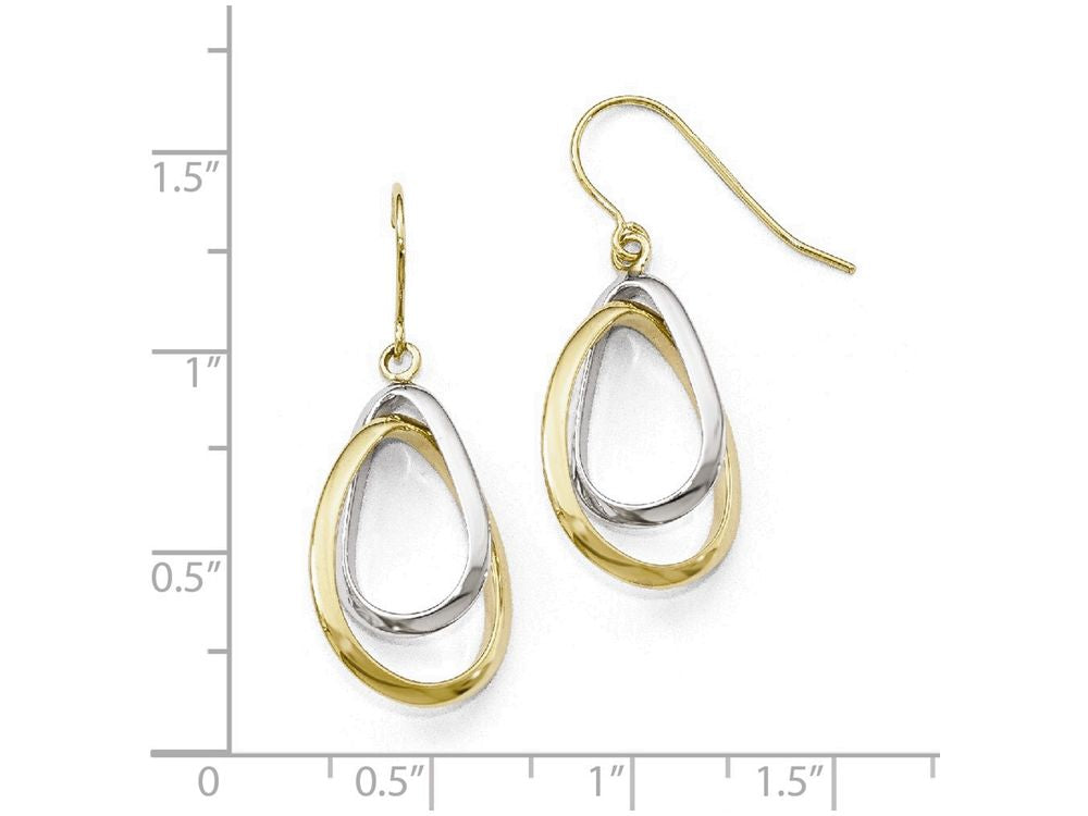 FJC Finejewelers 10k Two-tone Polished Shepherd Hook Dangle Earrings