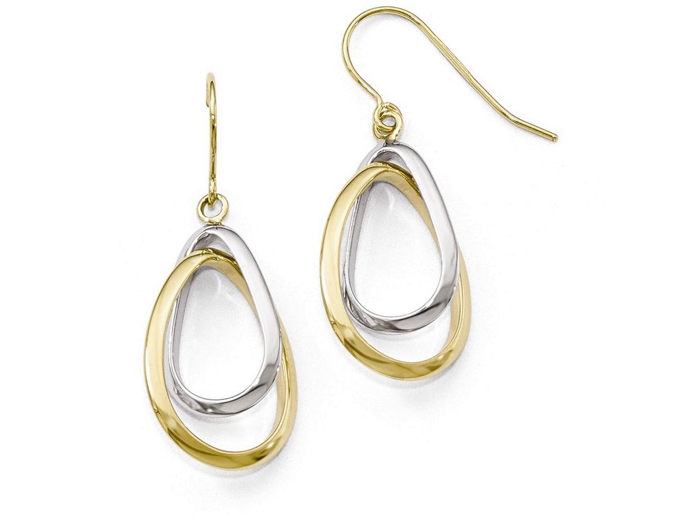 FJC Finejewelers 10k Two-tone Polished Shepherd Hook Dangle Earrings