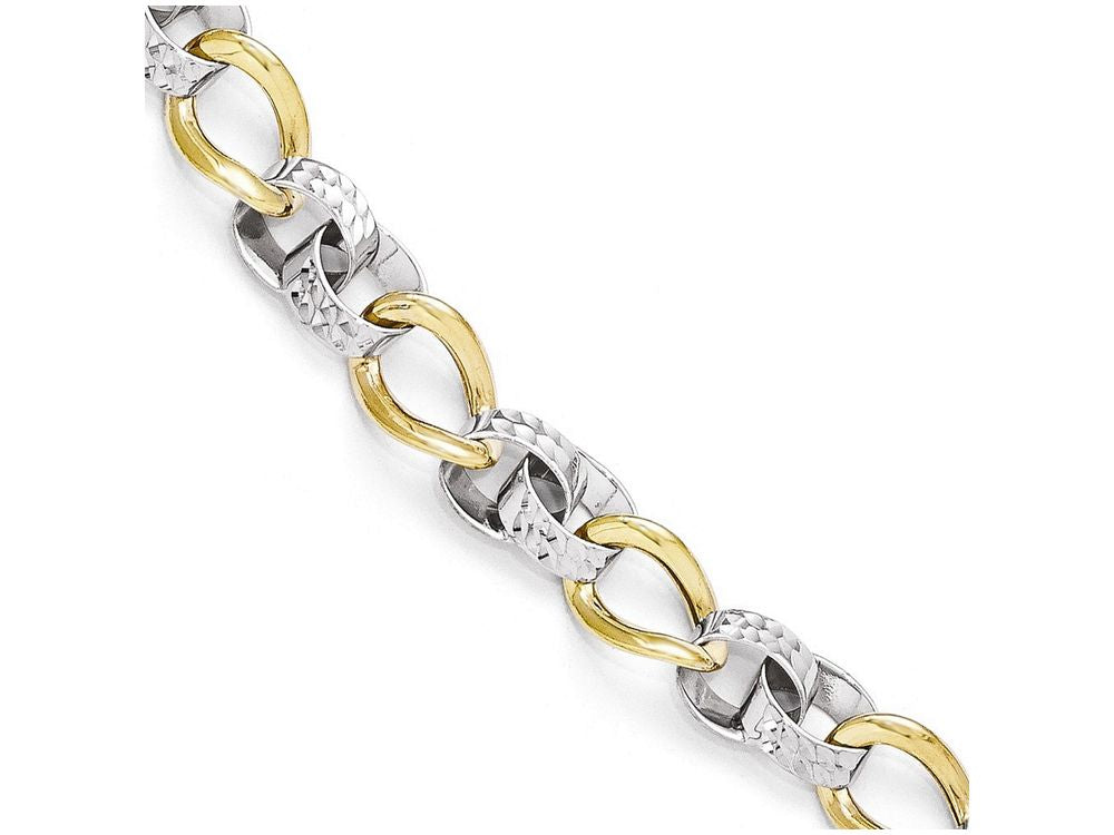 FJC Finejewelers 10k Two-tone Polished And Bright Cut Link Bracelet