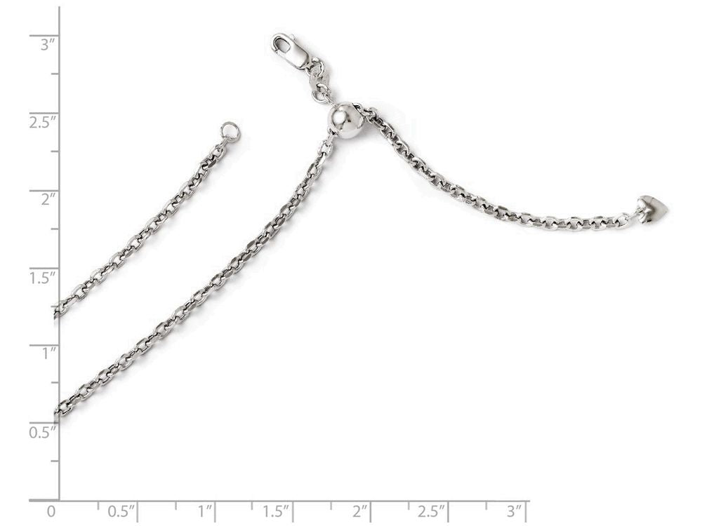 FJC Finejewelers 14k White Gold Adjustable Semi Solid Chain Necklace