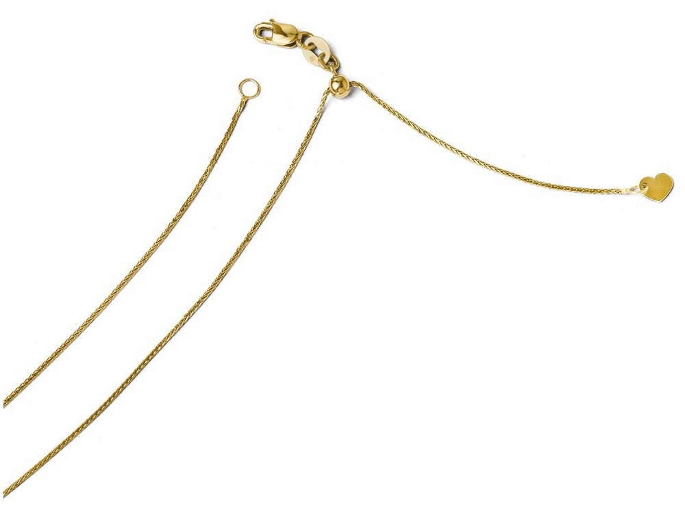 FJC Finejewelers 14k Yellow Gold Adjustable .8mm Bright Cut Wheat Chain Necklace