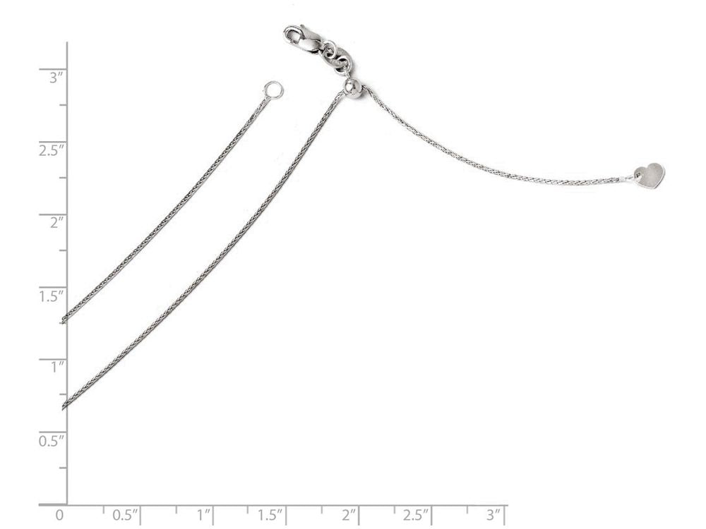 FJC Finejewelers 14k White Gold Adjustable .8mm Bright Cut Wheat Chain Necklace