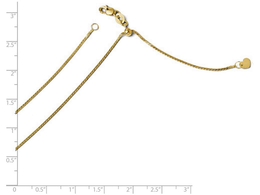 FJC Finejewelers 14k Yellow Gold Adjustable 1mm Bright Cut Wheat Chain Necklace