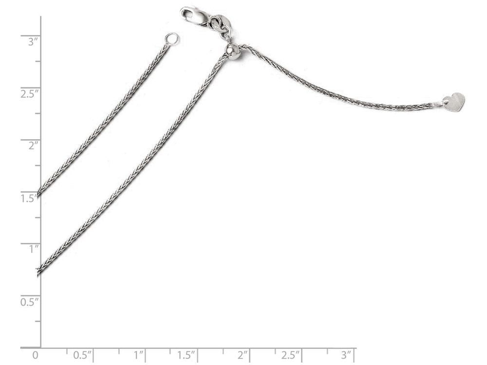 FJC Finejewelers 14k White Gold Adjustable 1.3mm Bright Cut Wheat Chain Necklace