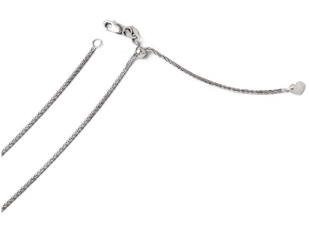 FJC Finejewelers 14k White Gold Adjustable 1.3mm Bright Cut Wheat Chain Necklace