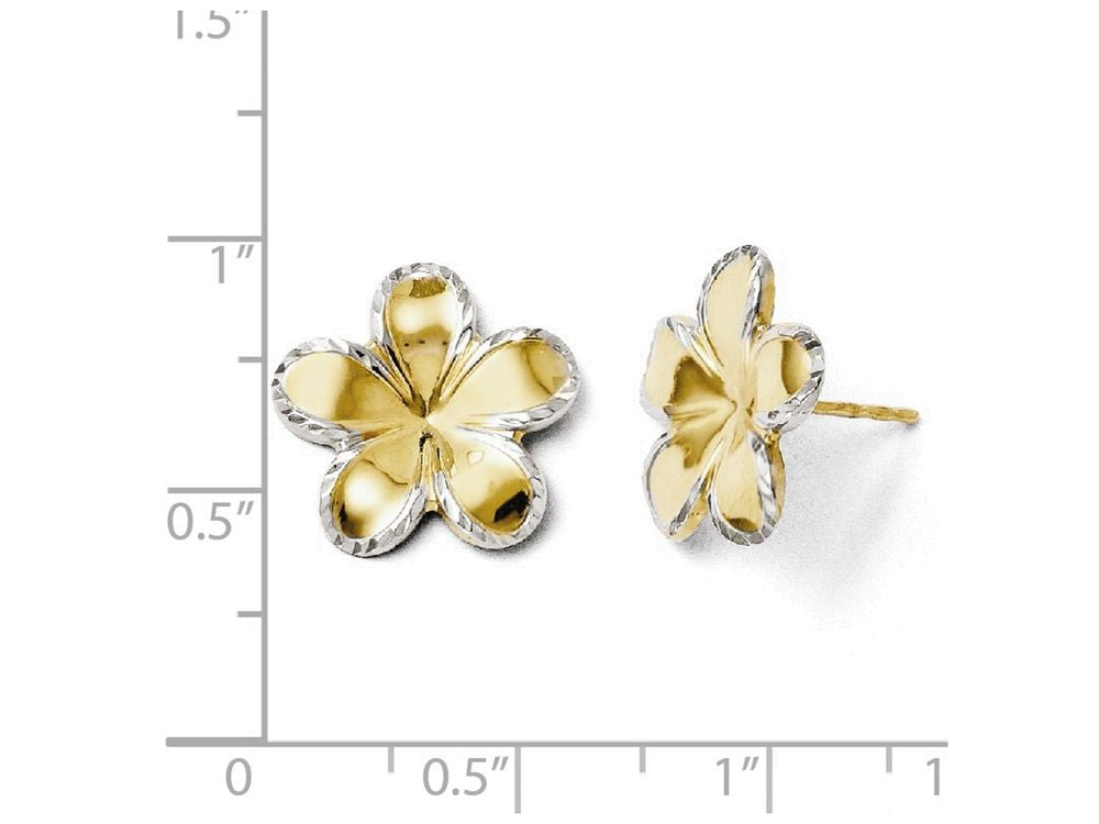 FJC Finejewelers 14k Yellow Gold W/ Rhodium Flower Post Earrings