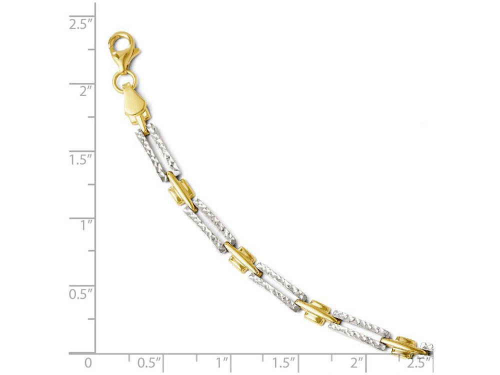 FJC Finejewelers 14k Yellow Gold W/ Rhodium Bright Cut Bracelet