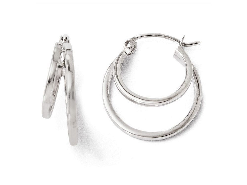 FJC Finejewelers 14k White Gold Polished Hinged Hoop Earrings