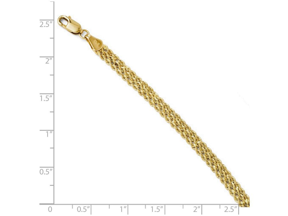 FJC Finejewelers 14k Yellow Gold 4.5mm Wide Bright Cut Triple Rope 8 Inch Bracelet