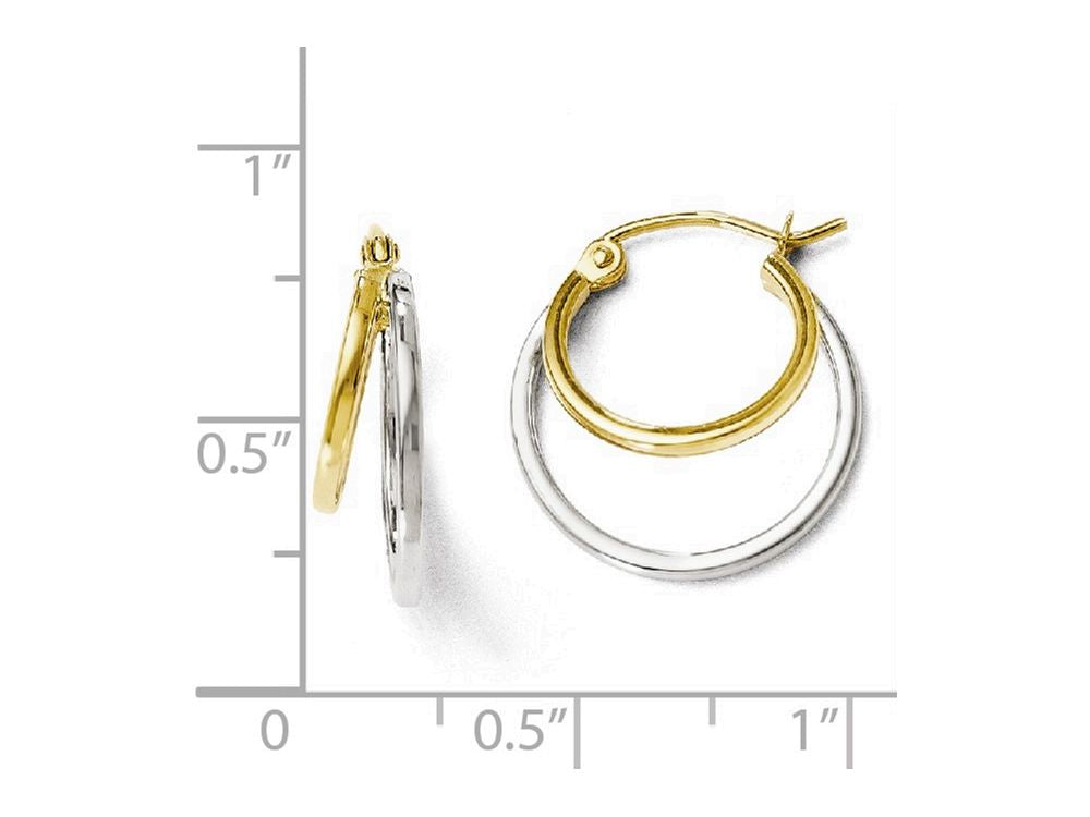 FJC Finejewelers 14 kt Two Tone Gold Polished Hinged Hoop Earrings