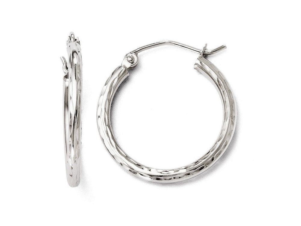 FJC Finejewelers 14k White Gold Hinged Hoop Earrings