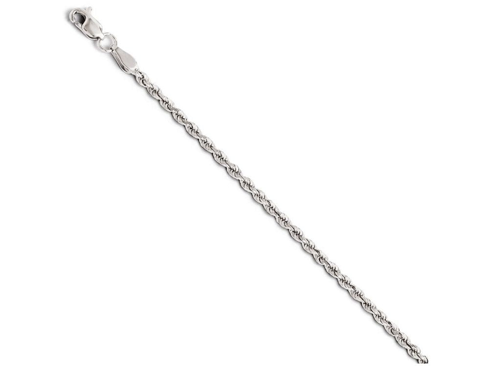 FJC Finejewelers 14k White Gold 2mm Bright Cut Rope Chain Bracelet