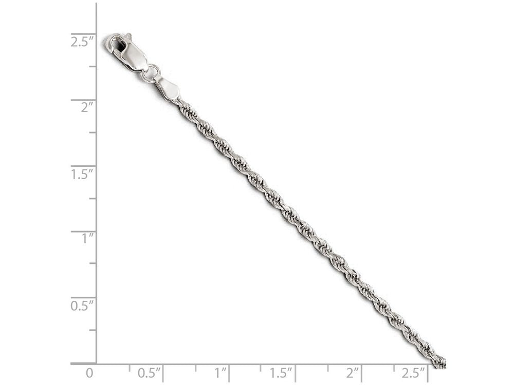 FJC Finejewelers 14k White Gold 2.50mm Bright Cut Rope Chain Bracelet