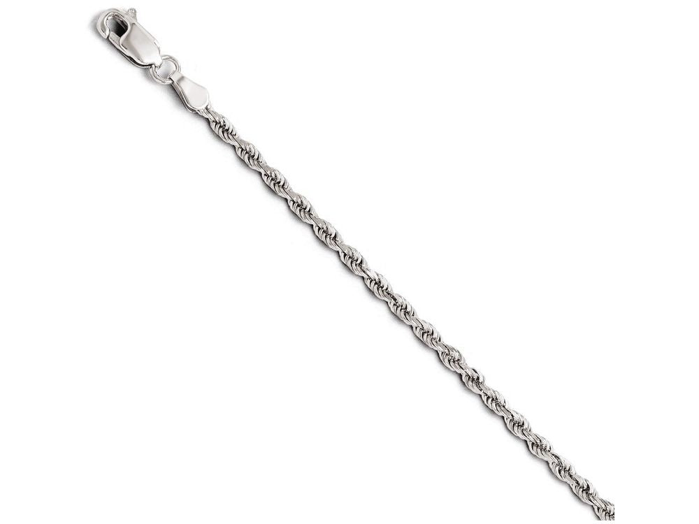 FJC Finejewelers 14k White Gold 2.50mm Bright Cut Rope Chain Bracelet