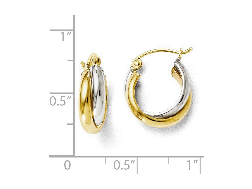 FJC Finejewelers 14 kt Two Tone Gold Polished Hinged Hoop Earrings