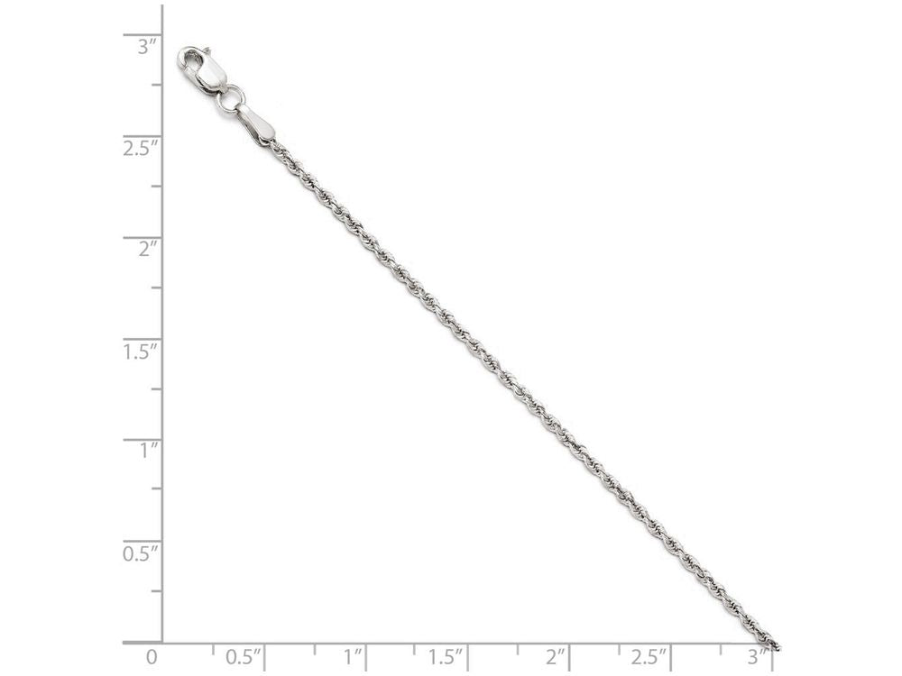 FJC Finejewelers 10k White Gold 1.75mm Bright Cut Rope Chain Bracelet