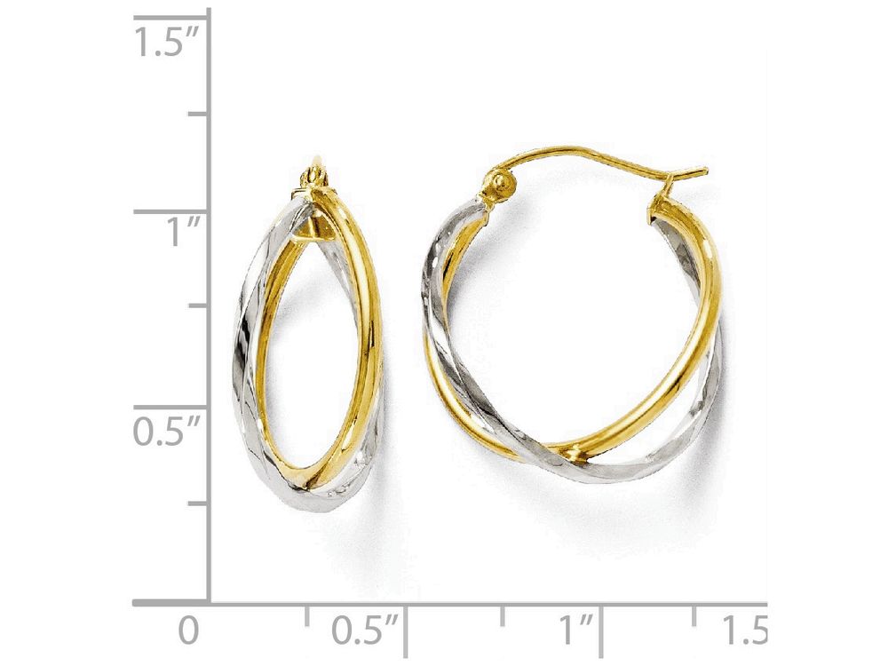FJC Finejewelers 14 kt Two Tone Gold Polished Hinged Earrings