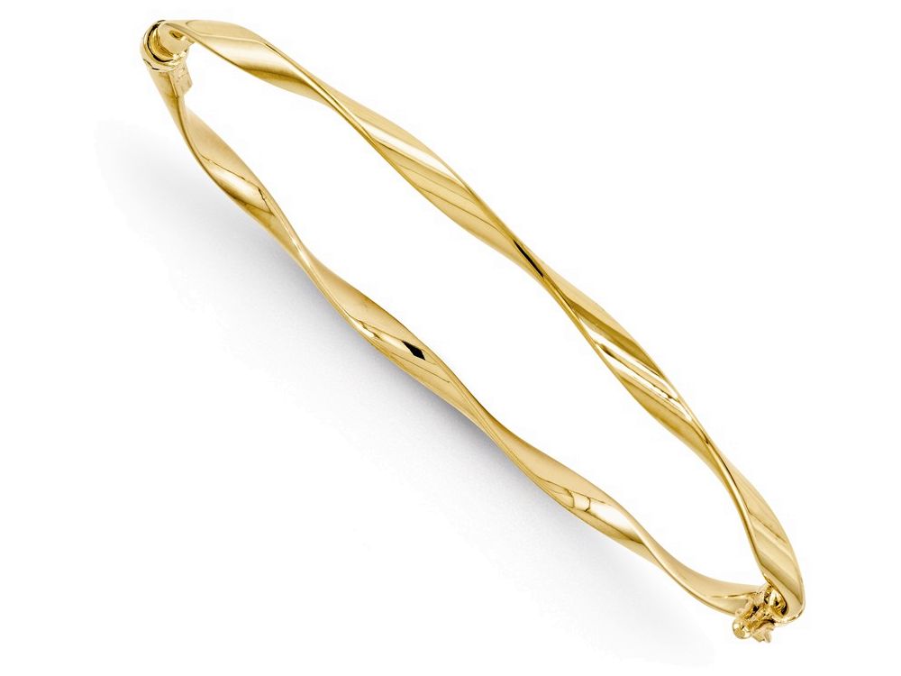 FJC Finejewelers 14k Yellow Gold Polished Twisted Hinged Bangle