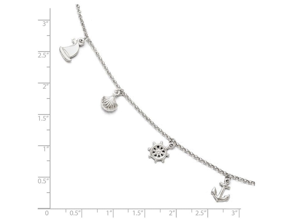 FJC Finejewelers Sterling Silver Adjustable Anklet (9-10)