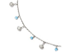 FJC Finejewelers Sterling Silver Turquoise Anklet Adj. (9-10)