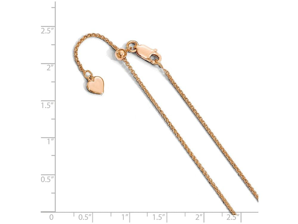 FJC Finejewelers Sterling Silver Rose Plated Adjustable Wheat Chain Necklace