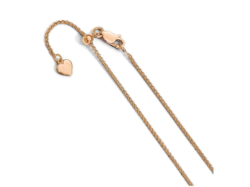 FJC Finejewelers Sterling Silver Rose Plated Adjustable Wheat Chain Necklace