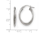 FJC Finejewelers 14k White Gold Polished Textured Oval Hoop Earrings
