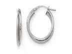 FJC Finejewelers 14k White Gold Polished Textured Oval Hoop Earrings